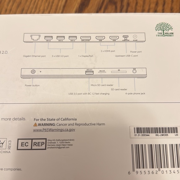 WAVLINK USB C Triple Display Docking Station W/ 100W Power Adapter WL-UMD05 - Picture 5 of 8